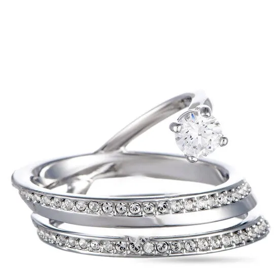 JMS always Rings Original Swarovski Fresh RhodiumPlated Crystal Swirl Ring JMS always Rings Original Swarovski Fresh RhodiumPlated Crystal Swirl Ring