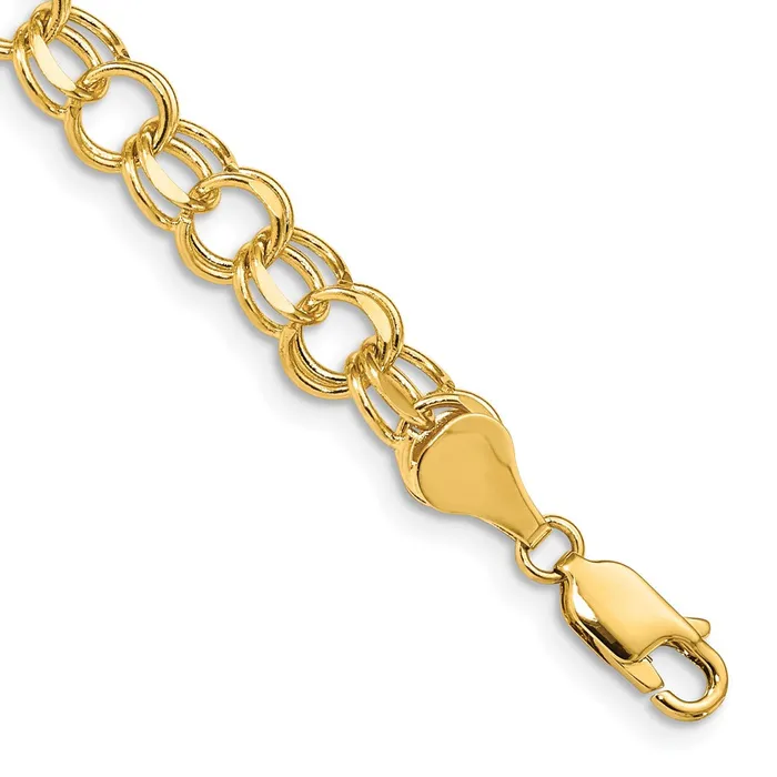 MDS Bracelets 14K Yellow Gold Double Link Charm Bracelet