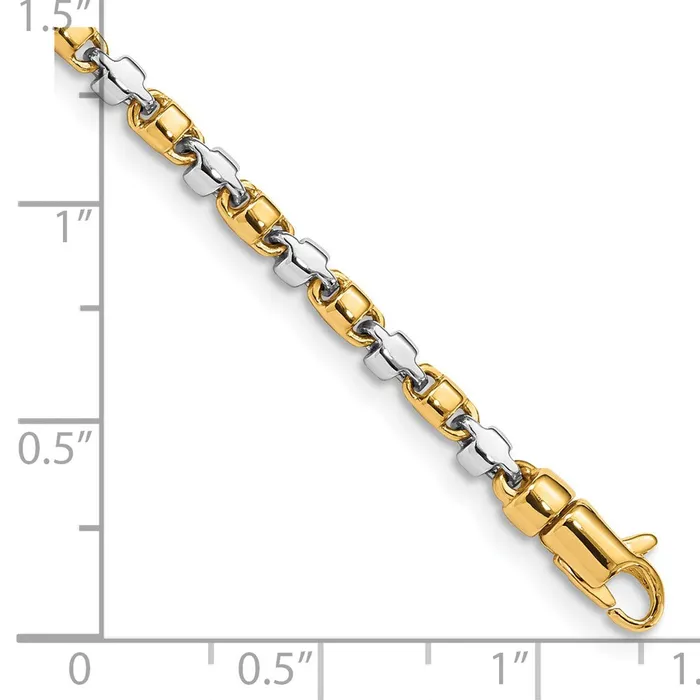 MDS Solid 14K Twotone Gold 22 inch 26mm Hand Polished Fancy Link with Lobster Clasp Chain Necklace Necklaces MDS Solid 14K Twotone Gold 22 inch 26mm Hand Polished Fancy Link with Lobster Clasp Chain Necklace Necklaces