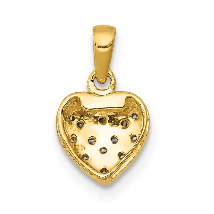 Necklaces 14K Yellow Gold w White Rhodium Real Diamond Heart Pendant Goldia