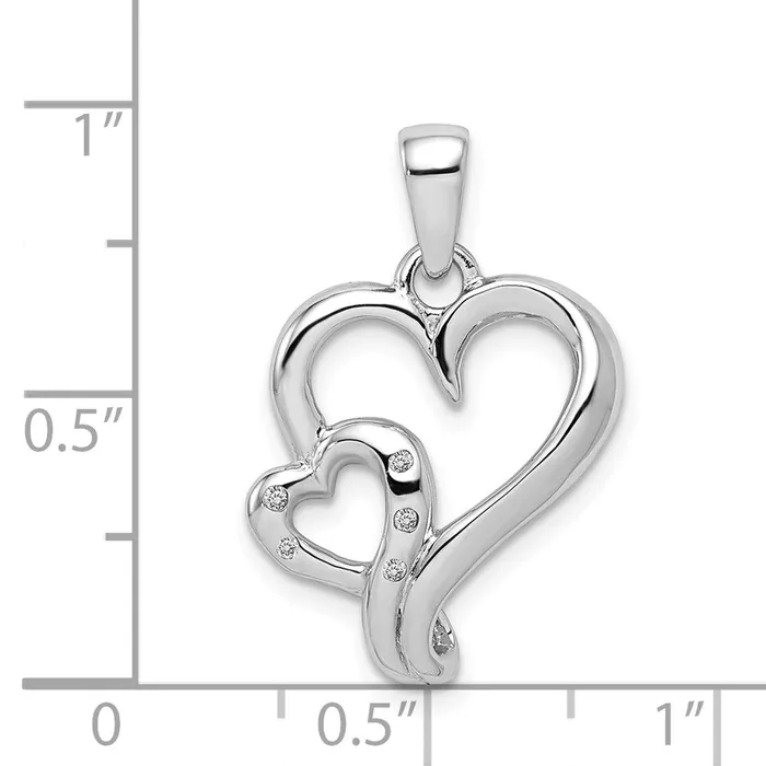 Necklaces Goldia Sterling Silver Rhodium u0026 Diamond Polished Double Heart Pendant