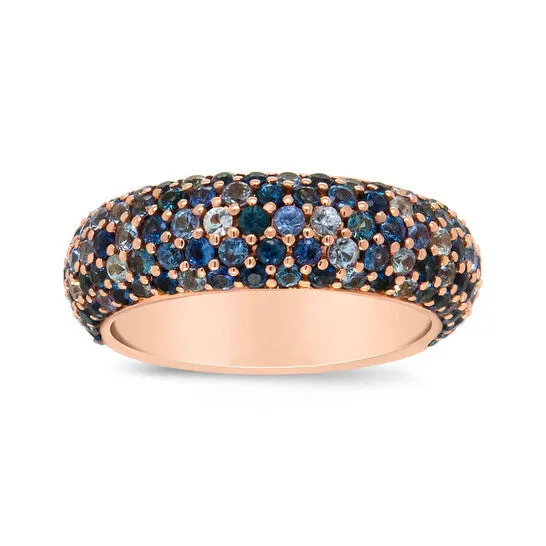 Original Haus of Brilliance 18K Rose Gold Multi Row Blue Sapphire Domed Top Band Ring Ring Size 7 JMS always Rings Original Haus of Brilliance 18K Rose Gold Multi Row Blue Sapphire Domed Top Band Ring Ring Size 7 JMS always Rings