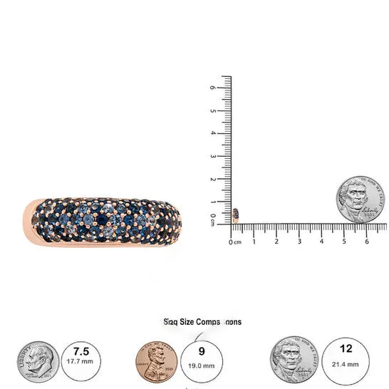 Original Haus of Brilliance 18K Rose Gold Multi Row Blue Sapphire Domed Top Band Ring Ring Size 7 JMS always Rings Original Haus of Brilliance 18K Rose Gold Multi Row Blue Sapphire Domed Top Band Ring Ring Size 7 JMS always Rings