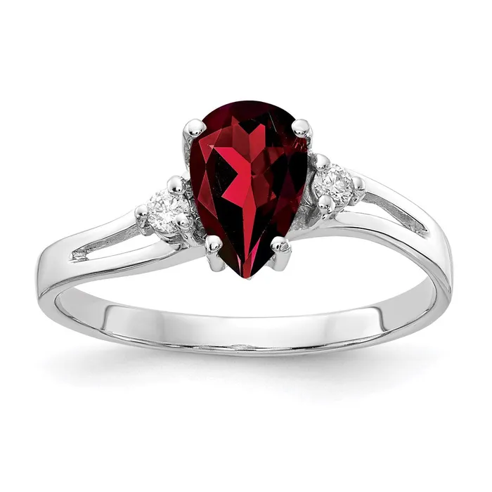 Rings Goldia 14k White Gold 7x5mm Pear Garnet A Real Diamond ring