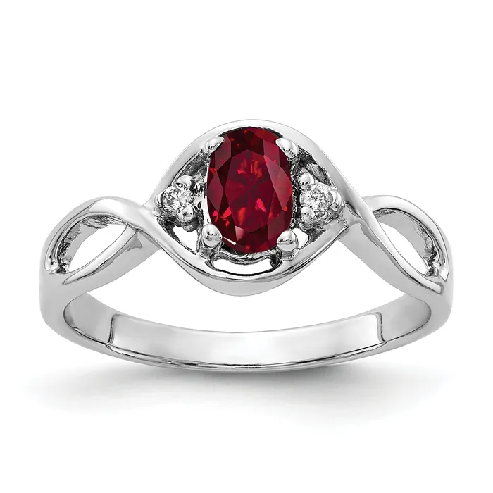 Rings Goldia Solid 14k White Gold 6x4mm Oval Created Simulated Ruby AA CZ Ring Rings Goldia Solid 14k White Gold 6x4mm Oval Created Simulated Ruby AA CZ Ring