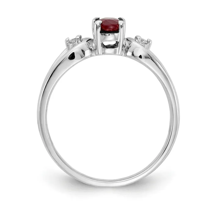 Rings Goldia Solid 14k White Gold 6x4mm Oval Simulated Ruby AAA CZ Ring
