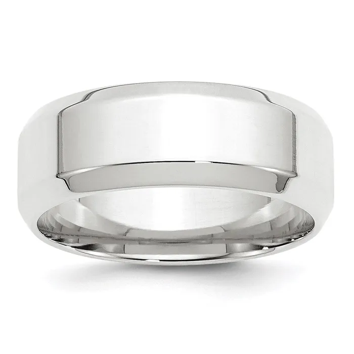 Rings Goldia Solid 14K White Gold 8mm Bevel Edge Comfort Fit MensWomens Wedding Band Ring Size 125