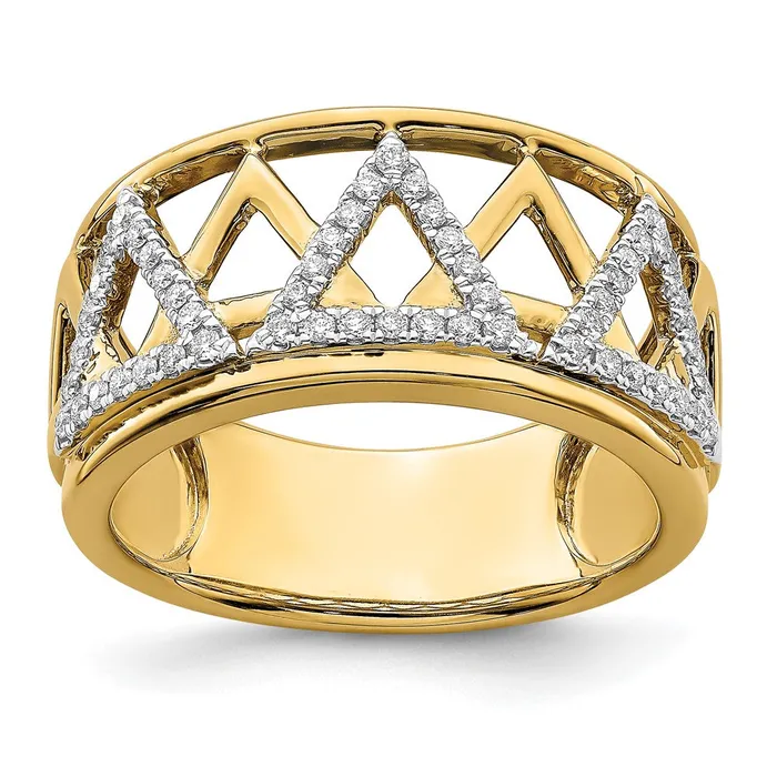 Rings Goldia Solid 14k Yellow Gold Polished Triangle Band Simulated CZ Ring Rings Goldia Solid 14k Yellow Gold Polished Triangle Band Simulated CZ Ring
