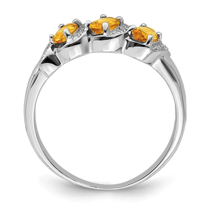 Rings Goldia Sterling Silver Rhodium 3 Stone Citrine u0026 Diamond Ring