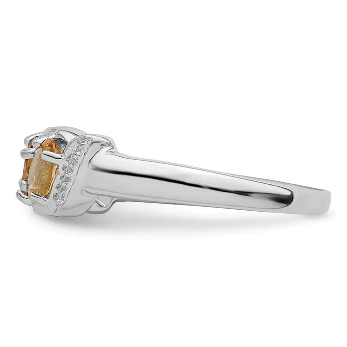 Rings Goldia Sterling Silver Rhodium 3 Stone Citrine u0026 Diamond Ring