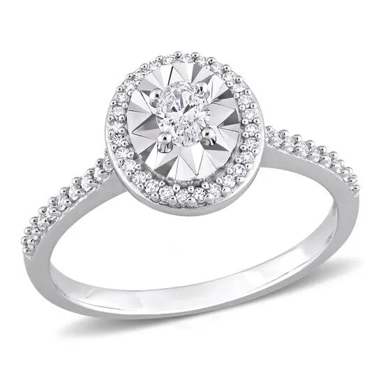Rings JMS always Original Amour 13 CT TW Oval and RoundCut Diamond Ring in 14k White Gold Rings JMS always Original Amour 13 CT TW Oval and RoundCut Diamond Ring in 14k White Gold