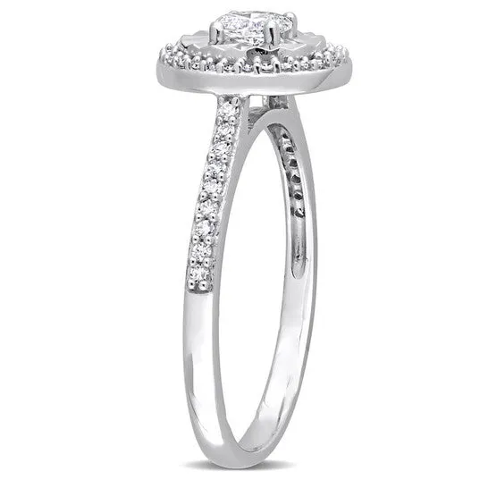 Rings JMS always Original Amour 13 CT TW Oval and RoundCut Diamond Ring in 14k White Gold Rings JMS always Original Amour 13 CT TW Oval and RoundCut Diamond Ring in 14k White Gold