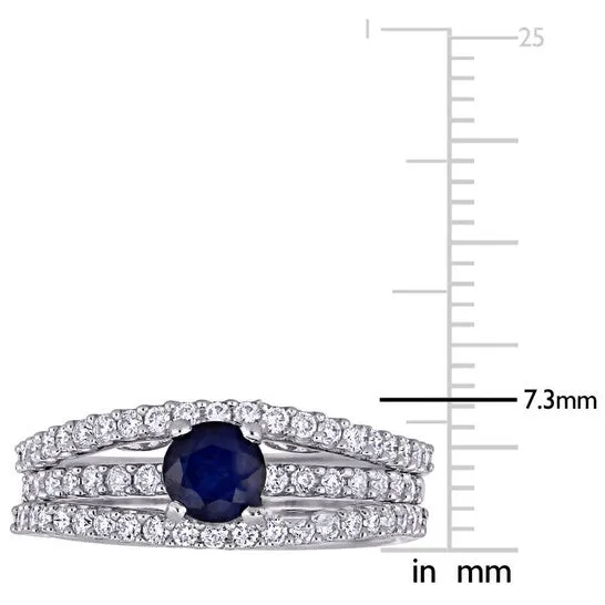Rings JMS always Original Amour 58 CT TGW Diffused Sapphire and 58 CT TW Diamond Bridal set Ring in 14k White Gold Rings JMS always Original Amour 58 CT TGW Diffused Sapphire and 58 CT TW Diamond Bridal set Ring in 14k White Gold