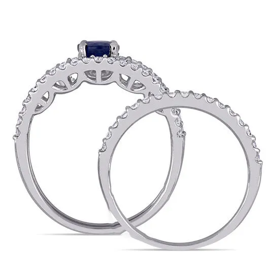 Rings JMS always Original Amour 58 CT TGW Diffused Sapphire and 58 CT TW Diamond Bridal set Ring in 14k White Gold Rings JMS always Original Amour 58 CT TGW Diffused Sapphire and 58 CT TW Diamond Bridal set Ring in 14k White Gold