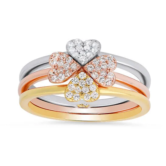 Rings JMS always Original Kylie Harper Sterling Silver TriColor 3pc Stackable Heart Ring Set Rings JMS always Original Kylie Harper Sterling Silver TriColor 3pc Stackable Heart Ring Set