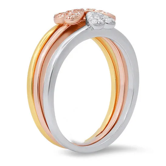 Rings JMS always Original Kylie Harper Sterling Silver TriColor 3pc Stackable Heart Ring Set Rings JMS always Original Kylie Harper Sterling Silver TriColor 3pc Stackable Heart Ring Set