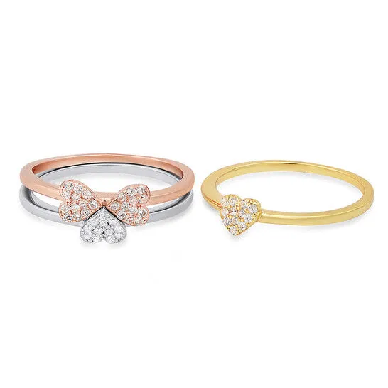 Rings JMS always Original Kylie Harper Sterling Silver TriColor 3pc Stackable Heart Ring Set Rings JMS always Original Kylie Harper Sterling Silver TriColor 3pc Stackable Heart Ring Set