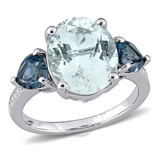 Rings Original Amour 005 CT TDW Diamond and 5 16 CT TGW Ice Aquamarine and London Blue Topaz Cocktail Ring in Sterling Silver JMS always Rings Original Amour 005 CT TDW Diamond and 5 16 CT TGW Ice Aquamarine and London Blue Topaz Cocktail Ring in Sterling Silver JMS always