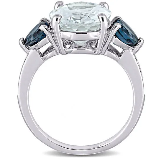 Rings Original Amour 005 CT TDW Diamond and 5 16 CT TGW Ice Aquamarine and London Blue Topaz Cocktail Ring in Sterling Silver JMS always Rings Original Amour 005 CT TDW Diamond and 5 16 CT TGW Ice Aquamarine and London Blue Topaz Cocktail Ring in Sterling Silver JMS always