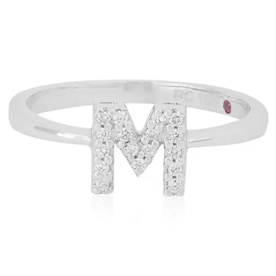 Rings Original Roberto Coin 18k White Gold Love Letter Diamond m Initial Ring JMS always Rings Original Roberto Coin 18k White Gold Love Letter Diamond m Initial Ring JMS always