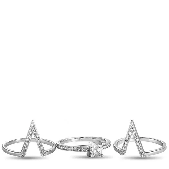 Rings Original Swarovski Funk Rhodium Plated Crystal Three Ring Set JMS always Rings Original Swarovski Funk Rhodium Plated Crystal Three Ring Set JMS always