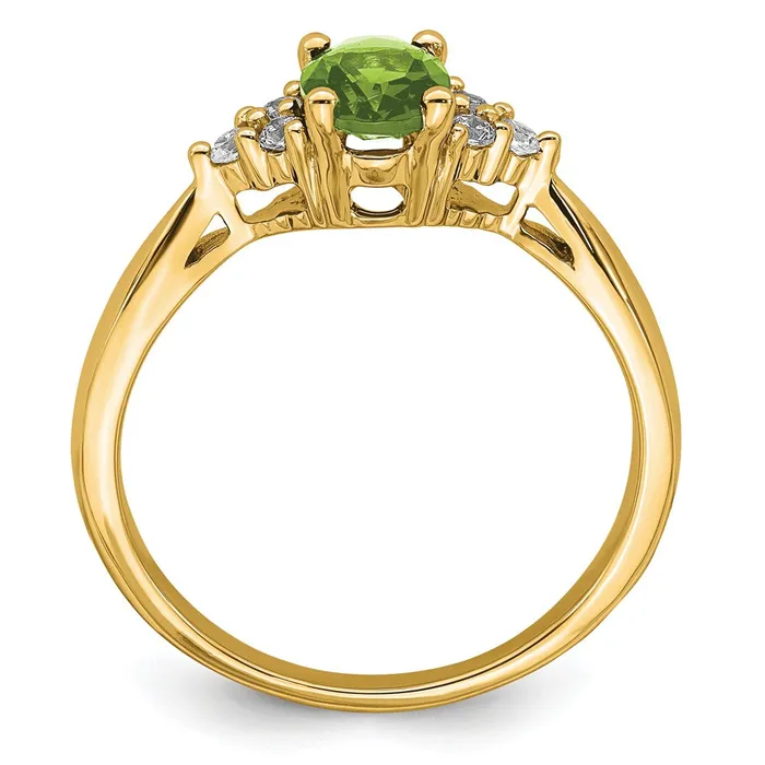 Rings Solid 14k Yellow Gold Simulated Peridot and CZ Ring Goldia