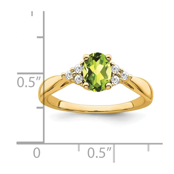 Rings Solid 14k Yellow Gold Simulated Peridot and CZ Ring Goldia