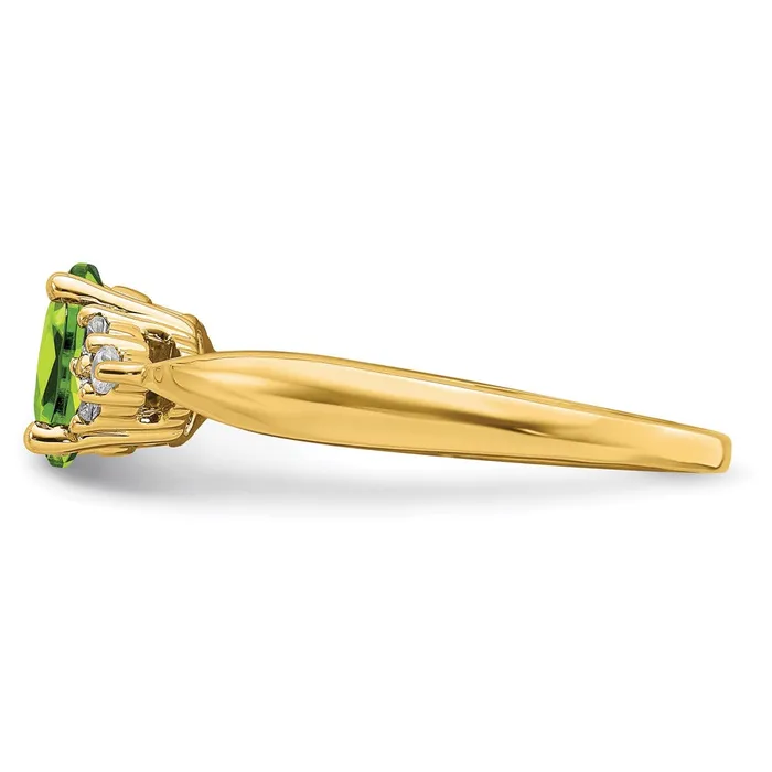 Rings Solid 14k Yellow Gold Simulated Peridot and CZ Ring Goldia