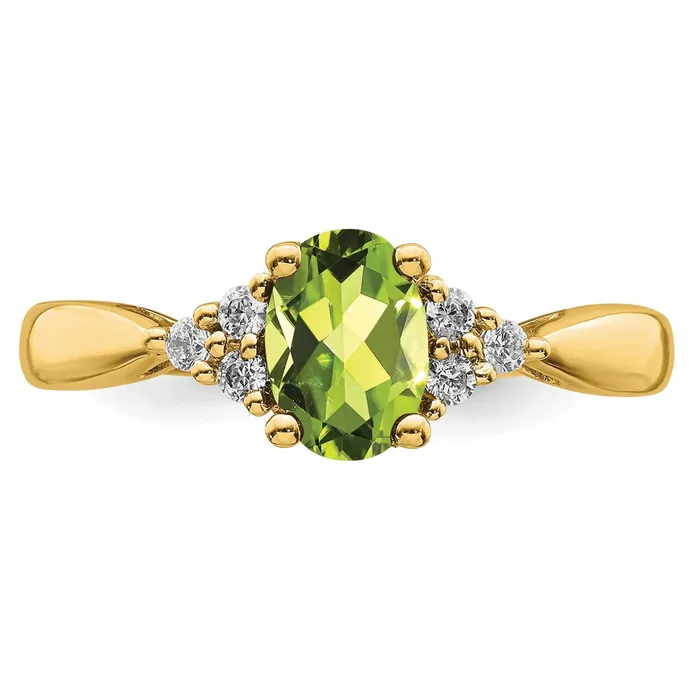 Rings Solid 14k Yellow Gold Simulated Peridot and CZ Ring Goldia