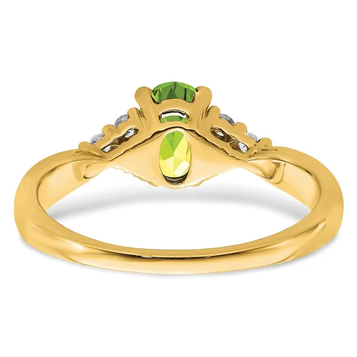 Rings Solid 14k Yellow Gold Simulated Peridot and CZ Ring Goldia