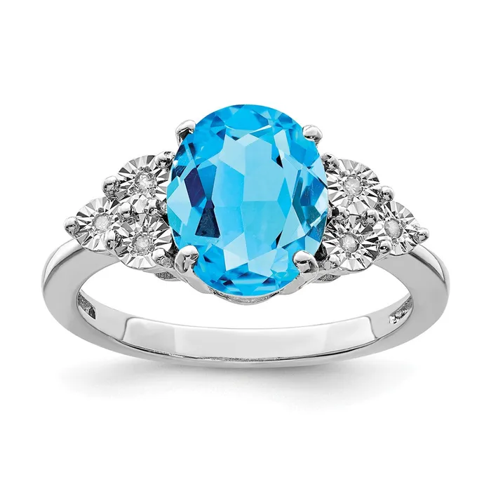 Rings Sterling Silver Rhodium Diamond u0026 Blue Topaz Ring Goldia