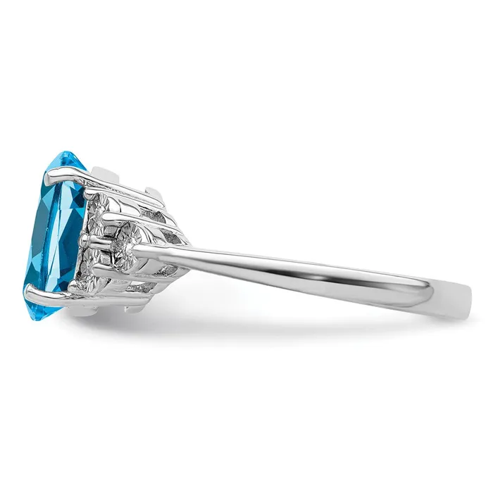 Rings Sterling Silver Rhodium Diamond u0026 Blue Topaz Ring Goldia