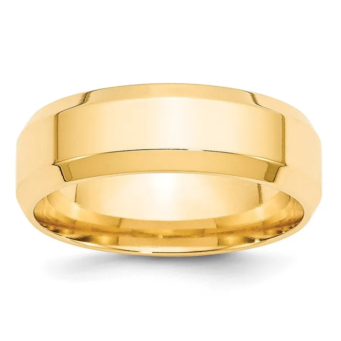Solid 10K Yellow Gold 7mm Bevel Edge Comfort Fit MensWomens Wedding Band Ring Size 9 Goldia Rings Solid 10K Yellow Gold 7mm Bevel Edge Comfort Fit MensWomens Wedding Band Ring Size 9 Goldia Rings