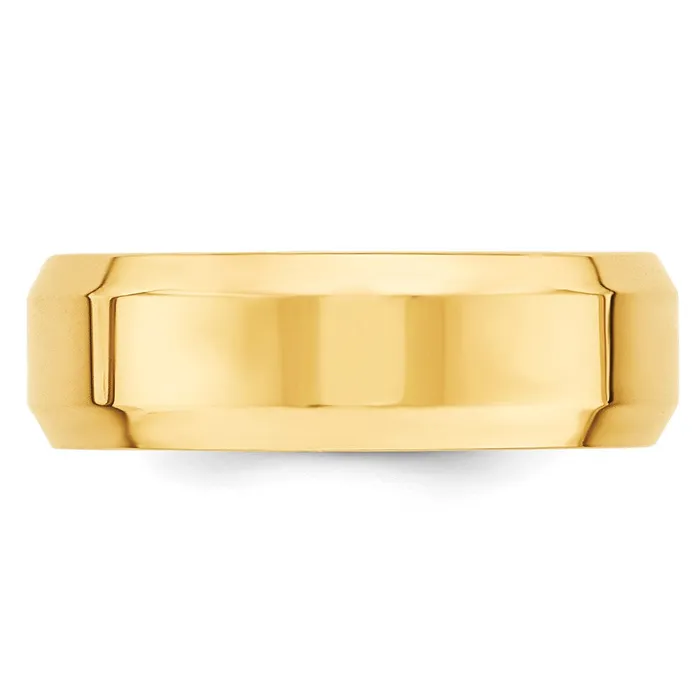 Solid 10K Yellow Gold 7mm Bevel Edge Comfort Fit MensWomens Wedding Band Ring Size 9 Goldia Rings Solid 10K Yellow Gold 7mm Bevel Edge Comfort Fit MensWomens Wedding Band Ring Size 9 Goldia Rings