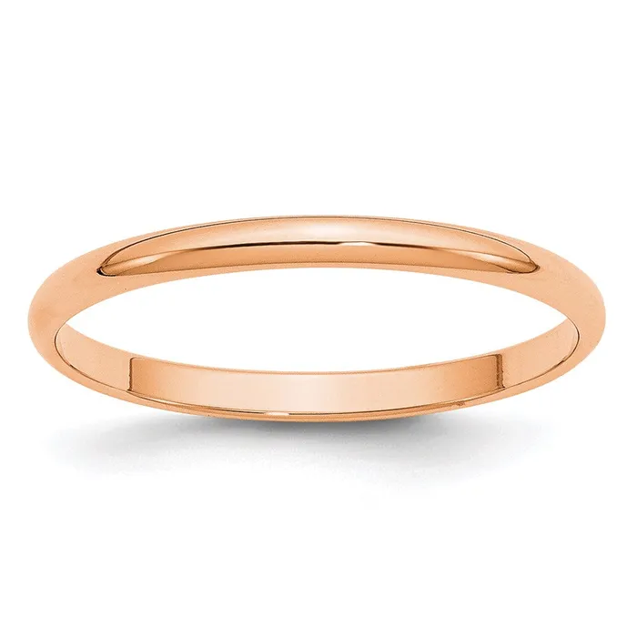 Solid 10K Yellow Gold Rose Gold 2mm Light Weight Half Round MensWomens Wedding Band Ring Size 4 Goldia Rings