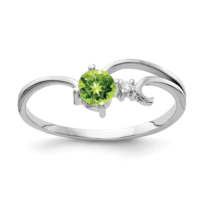 Solid 14k White Gold 4mm Simulated Peridot AAA CZ Ring Goldia Rings