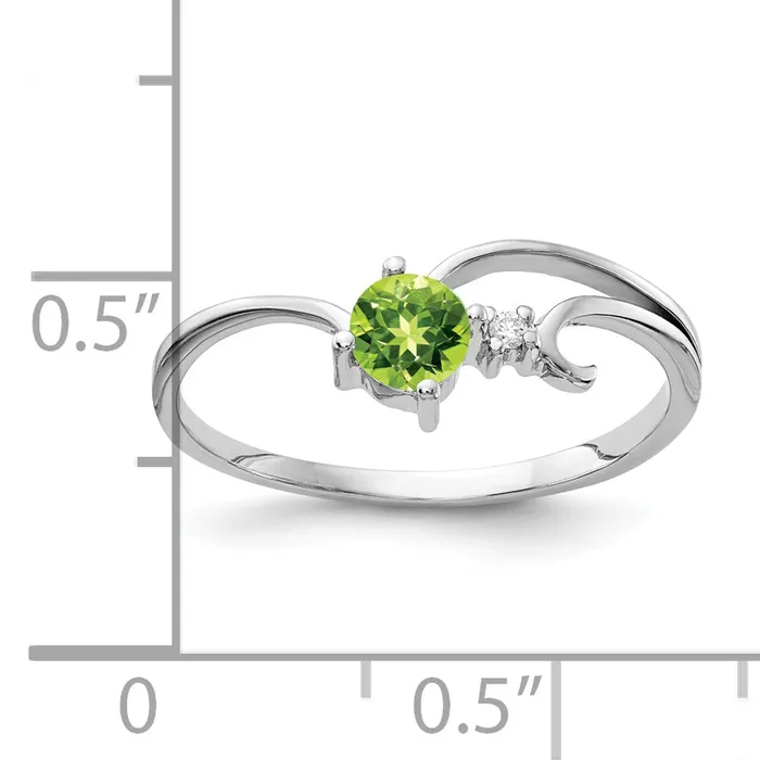 Solid 14k White Gold 4mm Simulated Peridot AAA CZ Ring Goldia Rings