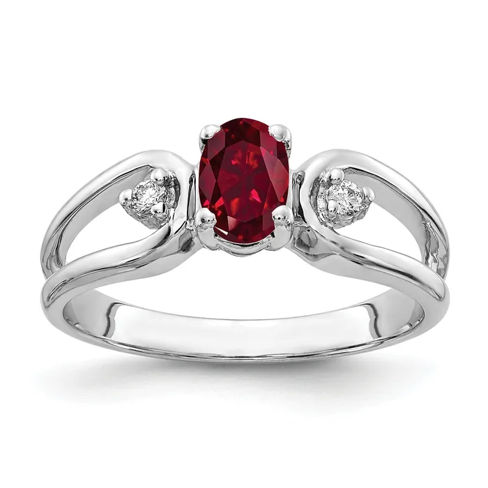 Solid 14k White Gold 6x4mm Oval Created Simulated Ruby AA CZ Ring Goldia Rings Solid 14k White Gold 6x4mm Oval Created Simulated Ruby AA CZ Ring Goldia Rings