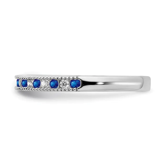 Solid 14k White Gold Simulated Sapphire and CZ Band Goldia Rings