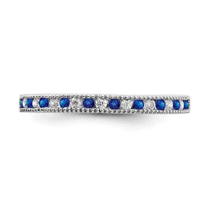 Solid 14k White Gold Simulated Sapphire and CZ Band Goldia Rings