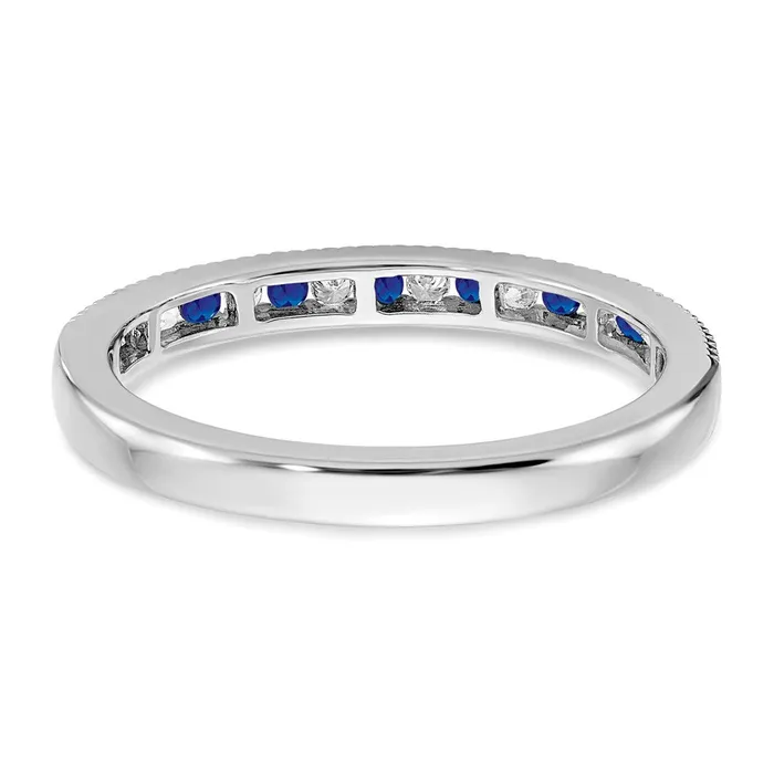 Solid 14k White Gold Simulated Sapphire and CZ Band Goldia Rings