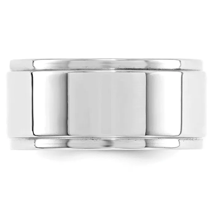 Solid 18K White Gold 10mm Flat with Step Edge MensWomens Wedding Band Ring Size 4 Goldia Rings Solid 18K White Gold 10mm Flat with Step Edge MensWomens Wedding Band Ring Size 4 Goldia Rings