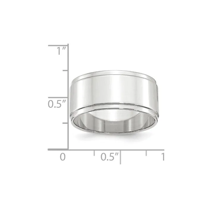 Solid 18K White Gold 10mm Flat with Step Edge MensWomens Wedding Band Ring Size 4 Goldia Rings Solid 18K White Gold 10mm Flat with Step Edge MensWomens Wedding Band Ring Size 4 Goldia Rings