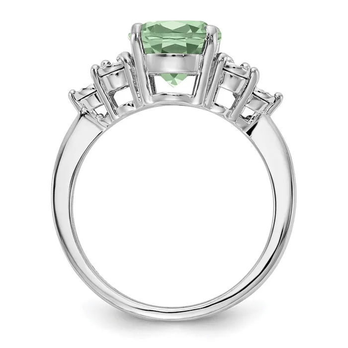 Sterling Silver Rhodium Diamond u0026 Green Quartz Ring Goldia Rings