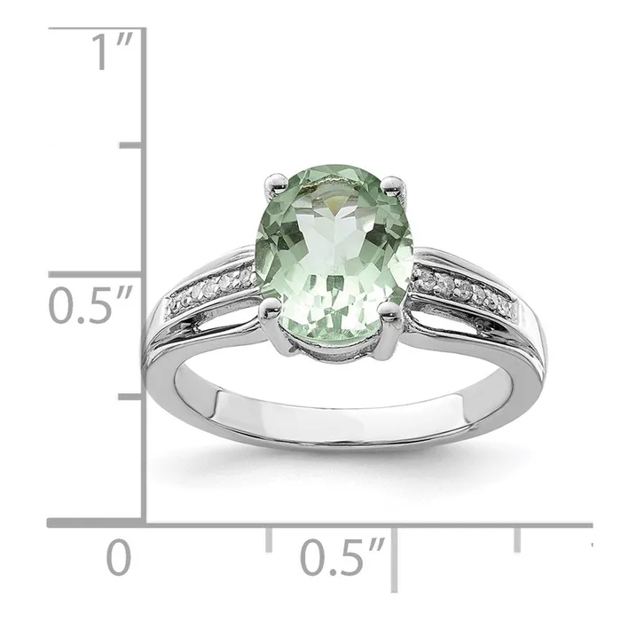 Sterling Silver Rhodium Diamond u0026 Green Quartz Ring Goldia Rings