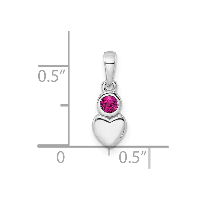 Sterling Silver Rhodiumplated Polished Created Ruby Heart Pendant Goldia Necklaces
