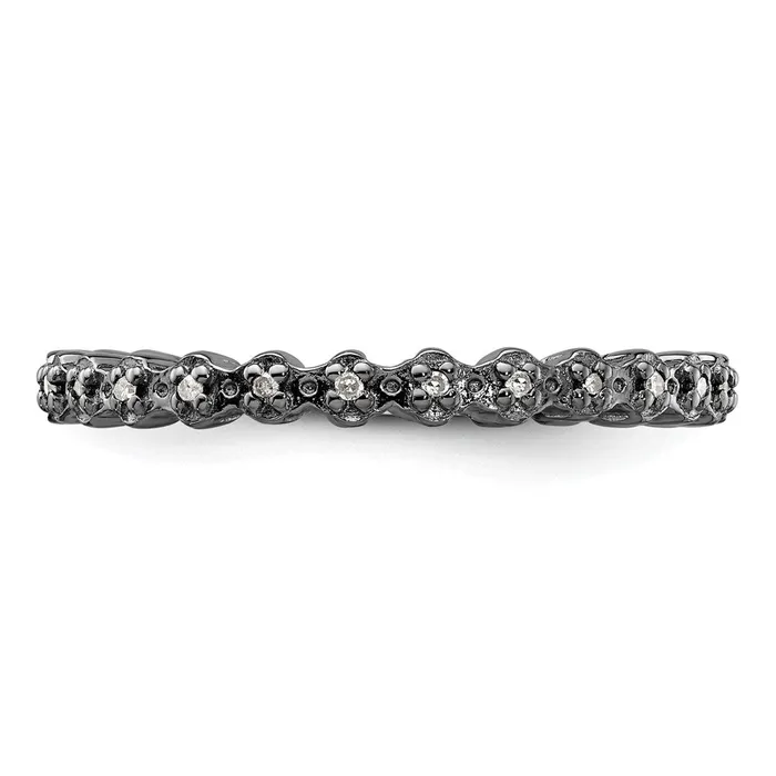 Sterling Silver Stackable Expressions Diamond Blackplated Ring Goldia Rings