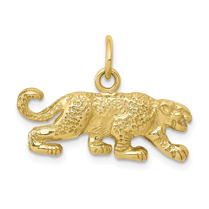 10k Solid Satin Small Leopard Charm TreasureFineJewelers Charm Necklaces