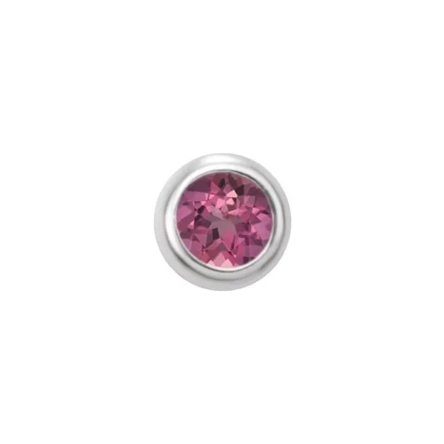 14K White Gold 2 mm Round Natural Pink Tourmaline Micro Bezel Single Stud Earring TreasureFineJewelers Earrings