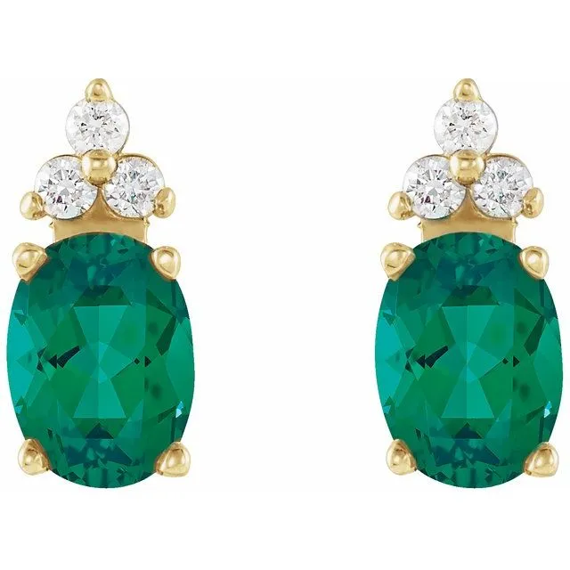 14K Yellow Gold Natural Emerald 06 CTW Natural Diamond Earrings TreasureFineJewelers Earrings